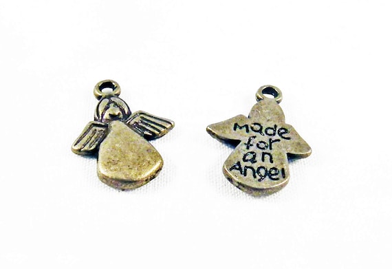 BCP94 - 3 Couleurs Bronze Argent Doré Breloque "Made for an Angel" Ailes Ange / 3 Colours Bronze Silver Gold "Made for an Angel" Wings Charm