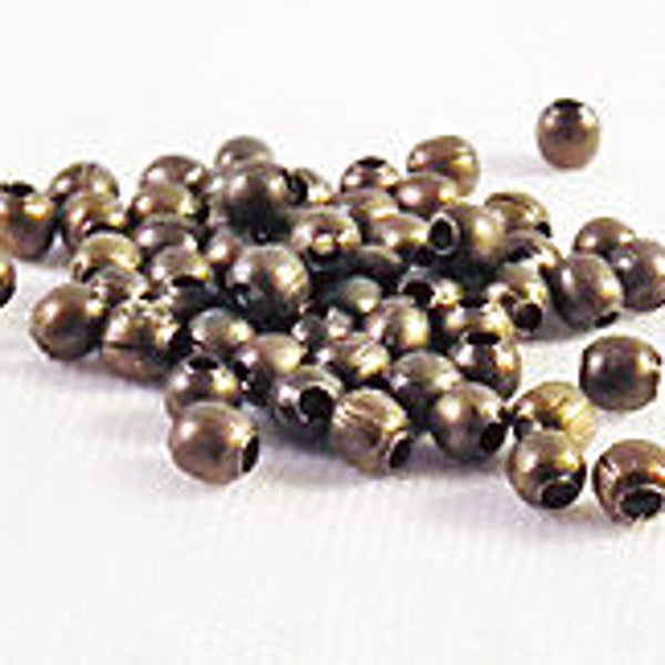 ISP88 - 100 Perles intercalaires Bronce Argent ou Doré Ronde / 100 Piezas Bronce Plata u Oro Cuentas Espaciadoras Redondas