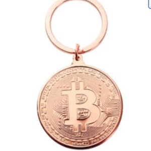 A0321 Porte-Clé Breloque Pendentif BTC monnaie décentralisée crypto cryptomonnaie Bitcoin Argent ou Doré ou Or Rose image 3