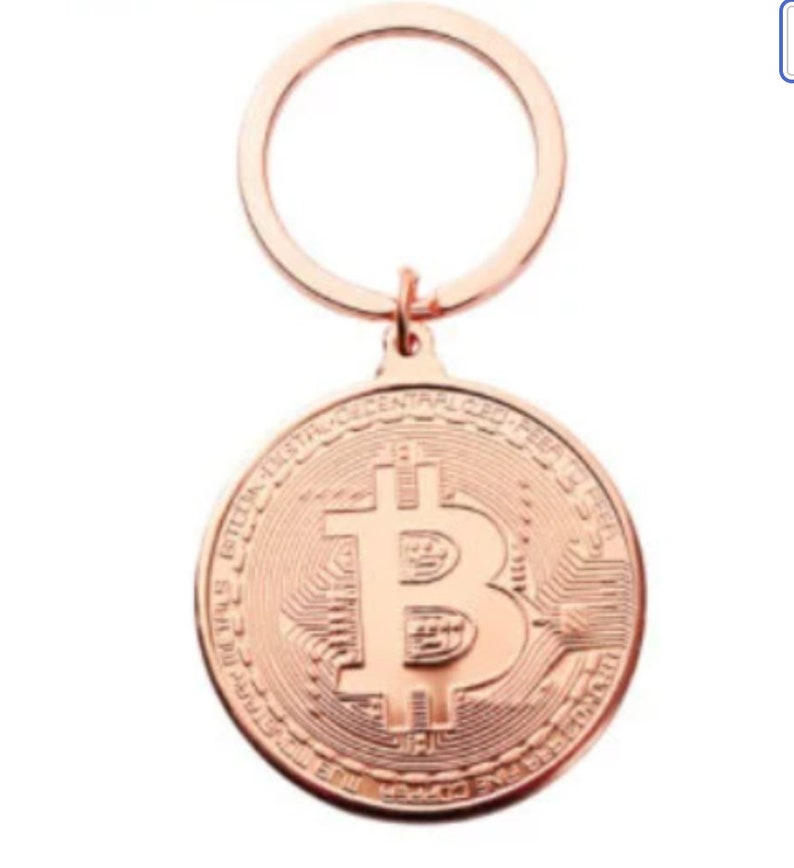 A0321 Porte-Clé Breloque Pendentif BTC monnaie décentralisée crypto cryptomonnaie Bitcoin Argent ou Doré ou Or Rose image 3