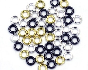 A1222A - Gunmetal Silver or Golden Closed Soldered Jump Rings 4mm