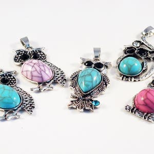BR08 - 7 designs charms OWL silver aged color choice / 7 Styles Dull choices specifies Silver Owl Charms Pendants