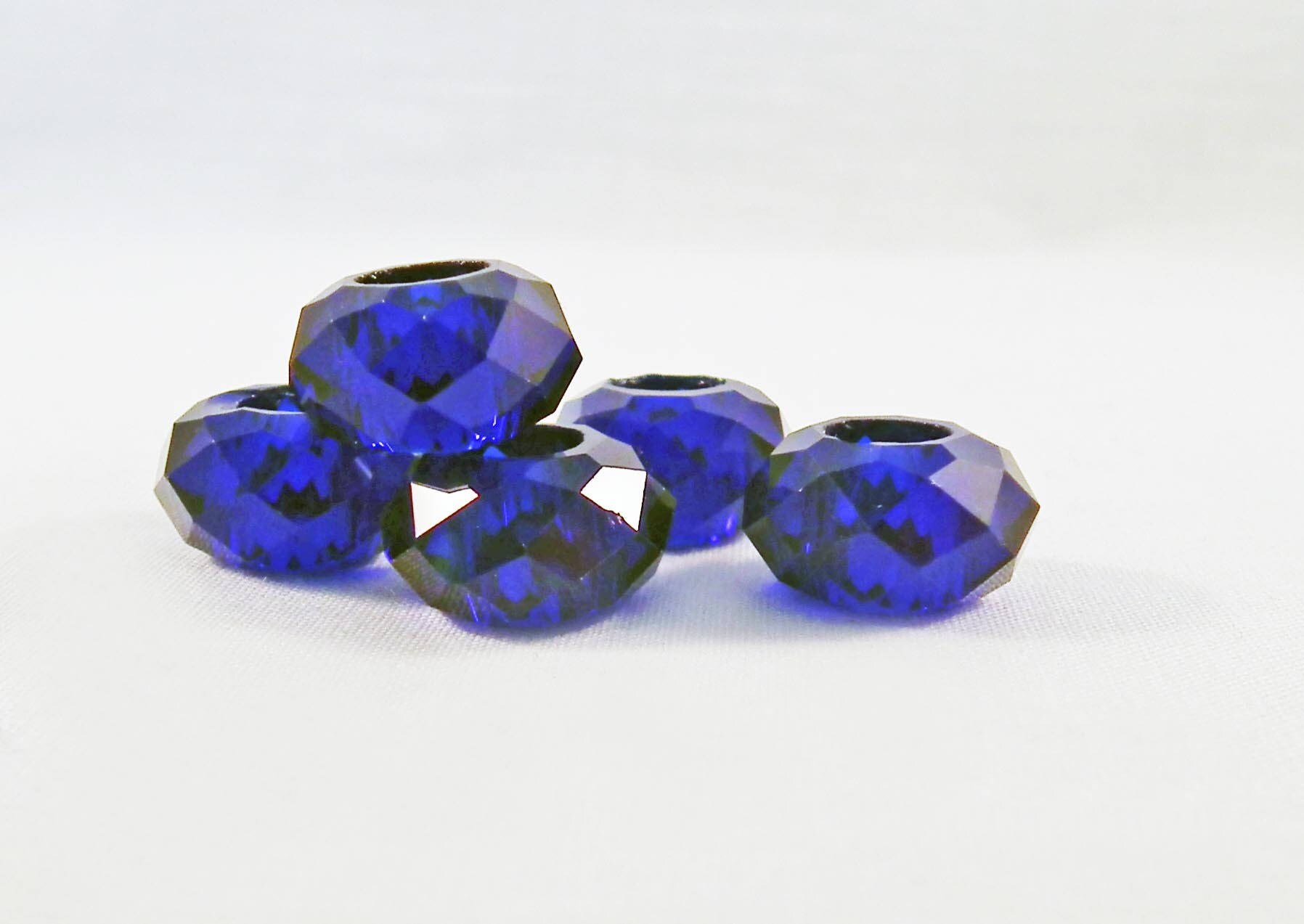 PDL128 5 beads gemstone dark blue 14mm glass crystal faceted Etsy