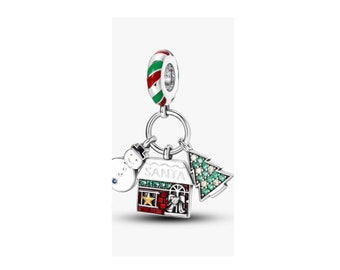 A1222W - Perle style Pandora Noël Christmas Santa Sapin Bonhomme de Neige Snow Snowman House warm Fashion Argent Sterling 925