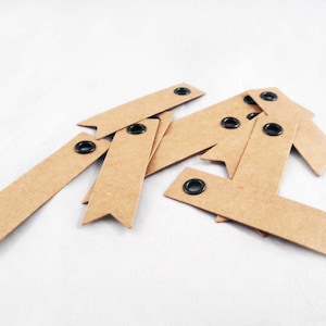 SP36 - Lot de 15 Étiquettes en Papier Carton Écologique Kraft Brun de 50x14mm / 15 Pieces Coffee Brown Ecologic Kraft Paper Tags Labels
