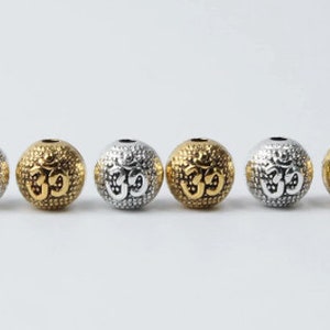 A11202 - Set Spacer Beads Drittes Auge Chakra Om Gold oder Gealtertes Silber Yoga Chakra Meditation / Spacer Beads Augenchakra Gold Silber