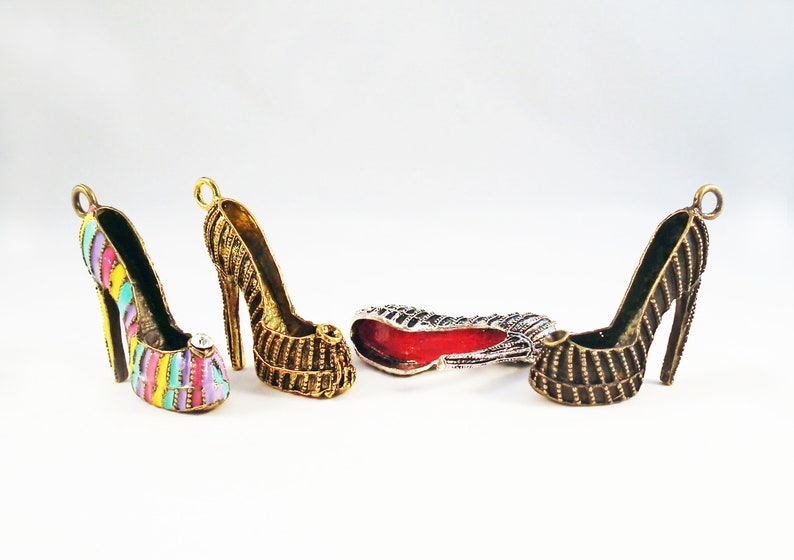 BP100R-Breloque stiletto heel style Louboutin Choo red solegold bronze silver 4 choice colour red sole high heels shoe pendant