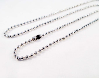 SP18 - Support Collier 50cm ou 60cm ou 65cm Chaîne Boules Billes Argenté avec Fermoir / Silver Ball Chain 50cm 60cm 65cm Necklace with Clasp