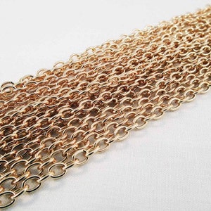 CEG12 - 1M Gold Champagne Cable Open Link Chain Lightly Pink Tinted