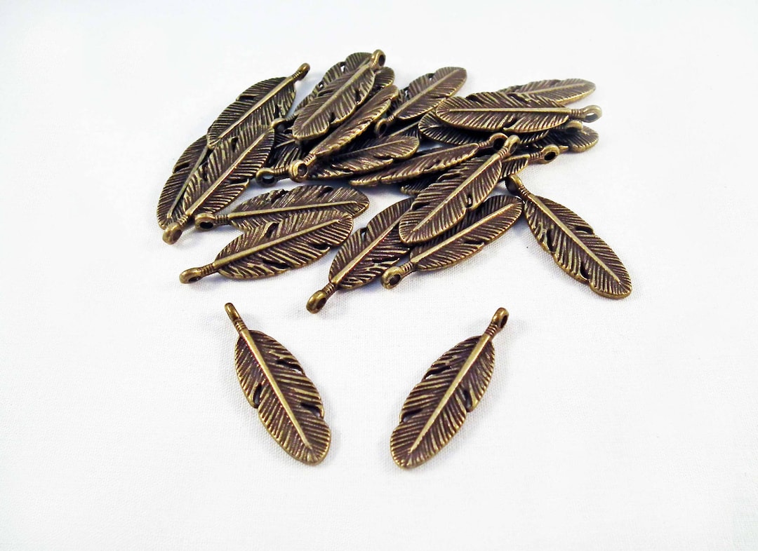 BDP65 - Set of Charms Pendants Sheet Feather Bronze 29mm X 9mm - Etsy