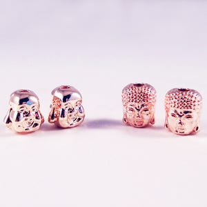 ALZ5 - Intercalar Pearls Head Buddha Smiling Smiling Happy Plated Gold Rose / 2 Styles Happy Smiling Buddha Spacer Beads Rose Gold