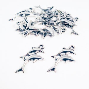 BCP158 - 2 Styles Silver Dolphin Fish Sea Marine Charms / 2 choice of Styles Silver Dolphin Fish Sea Charms Pendant