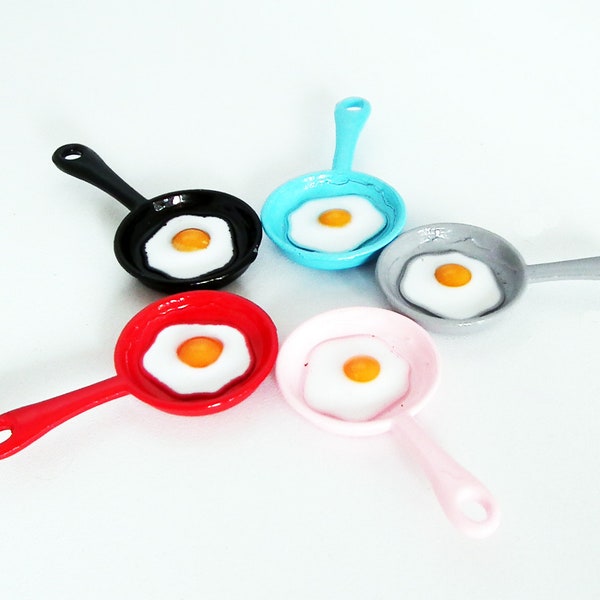 BR14 - Breloque pendant Pans Casseroles Egg Omelettes Lunch Rouge Rouge Bleu Gris Rose Kitchenette kitchen meal