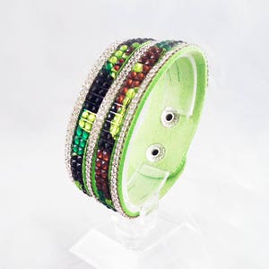 PU102 - Unterstützung Armband Multi-gestrandete Kristall Strass Glanzeffekt Swarovski Braun Kaffee grün Khaki Braun
