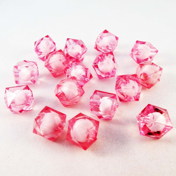 PAC56 - 50 Faceted Pearls in Pink And Inner White Exterior