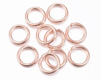 P0121K - Gauge 21 Open Jump Rings Stainless Steel Rose Gold 4.5mm 5mm 6mm 8mm / 304 Stainless Steel Open Jump Rings Rose Gold