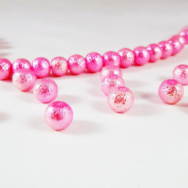 PSM63 - 30 perles Magique Vieux Rose Fuchsia Cendré à Relief effet satiné Brillant / 30 Pieces Miracle Magic Beads Old Ash Pink Satin Effect