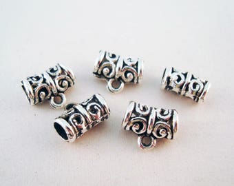 BEL10 - Bélières Tubes Argent Mat Vieilli 12mm X 9mm