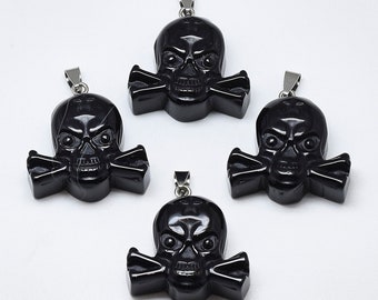 P8203 - 1 Magnificent Charm Pendant Death head in Natural Agatha Agate Black silver beel in stainless steel stainless steel stainless steel stainless steel stainless steel stainless steel