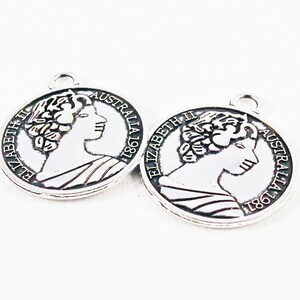 BP02 5 Choix Médaillons Monnaie Elizabeth Australie USA France Argent / Medal Money Coins Queen UK Liberty Vintage Silver Pendants 5 Style image 1