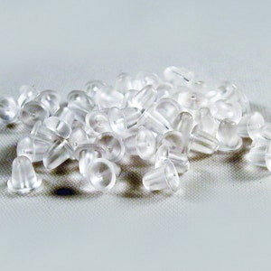 SP46 - Plastic Earring Back Stopper Findings Scrolls / Clear Soft Plastic Earring Back Stopper Findings Scrolls