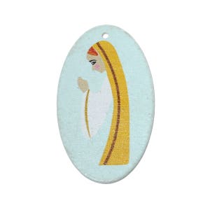 BP13 - medal Medallion religious Virgin Mary wooden charms / Rare Religious Virgin Mary Wood Oval Medal pendant