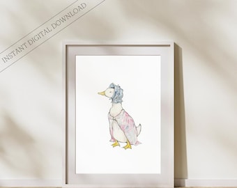 Jemima Puddle-duck Baby Nursery Art. Beatrix Potter Downloadable Print. Beatrix Potter Character Illustration. Peter Rabbit Nursery Art.