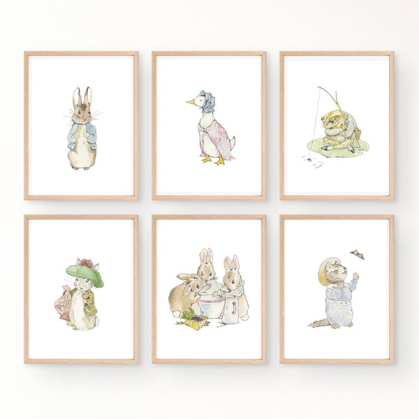 Set of 6 Beatrix Potter Nursery Art Prints. Beatrix Potter Downloadable Prints. Peter Rabbit Downloadable Prints. Beatrix Potter Fine Art