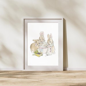 Flopsie Hasen Baby Hochwertiger Kinderzimmer Kunstdruck. Beatrix Potter Druck. Beatrix Potter Charakter Illustration. Peter Hase Kunst.