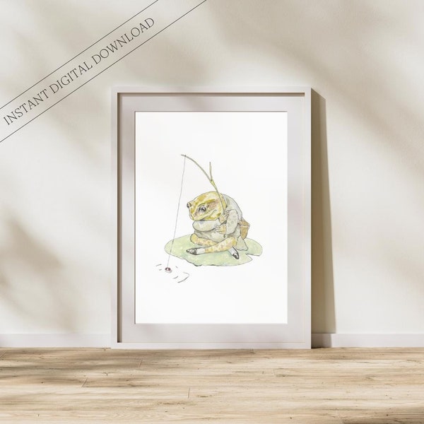 Mr. Jeremy Fisher Baby Nursery Art. Beatrix Potter Downloadable Print. Beatrix Potter Character Illustration. Peter Rabbit Watercolour.