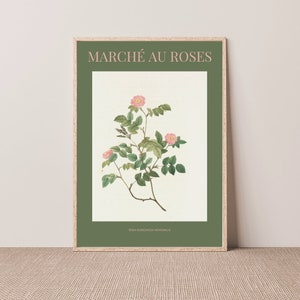Vintage Botanical Rose Art Print, Botanical Poster, Floral Art, Flower Wall Art, Art Poster, Moody Flower Print, Archival Print, Tulip Art