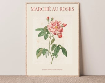 Vintage Botanical Rose Art Print, Botanical Poster, Floral Art, Flower Wall Art, Art Poster, Moody Flower Print, Archival Print, Rose Art