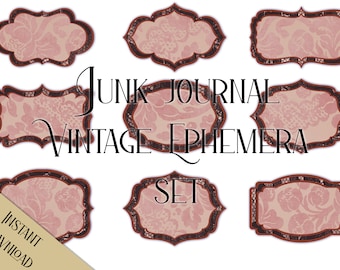 Vintage red ephemera labels for junk journals & scrapbooking