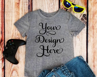 Mockup * Tshirt * Shirt * Gray * Kids * Children's * Toddler * Photo * Blank