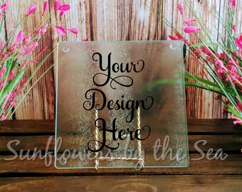 Download Free Mockup Cutting Board Square Glass Floral Decor Best 3d Logo Mockup Templates PSD Mockup Template