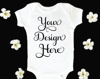 Download Free Mockup * Baby * Infant * Bodysuit * White * Photo * Blank * Advertising PSD Template