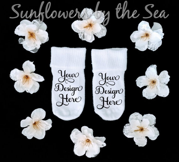 Download Mockup Infant Baby Socks White White Floral Etsy PSD Mockup Templates