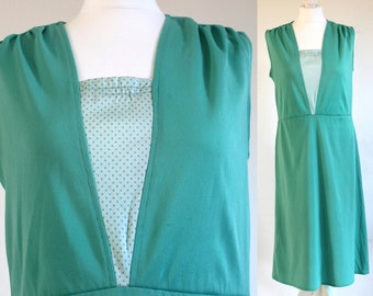 Green 80s polka dot dress, green 80s new wave dress, mint green vintage summer dress