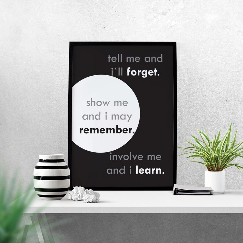 Printed Poster Tell Me And I ll Forget Show Me And I Etsy
