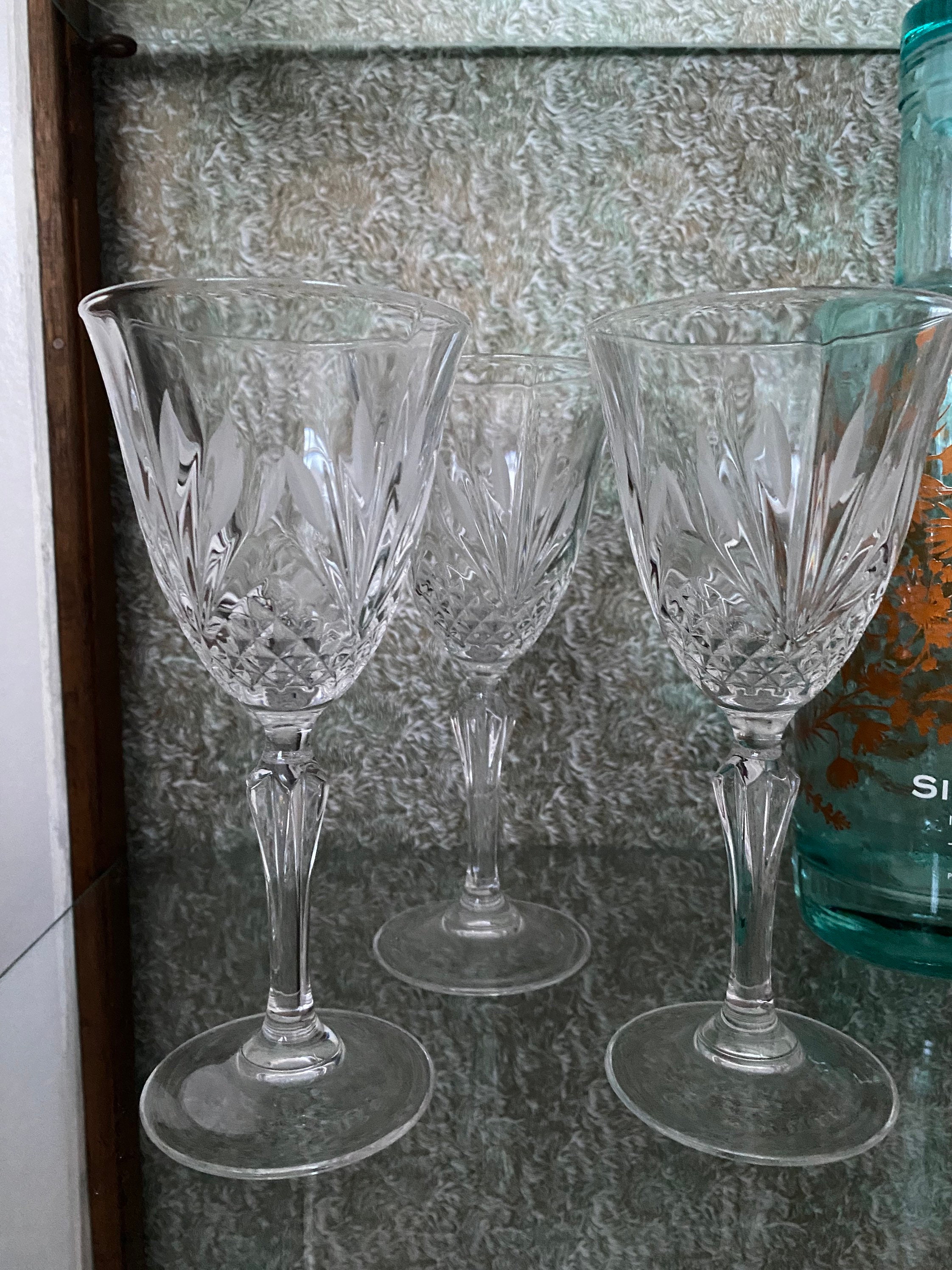 Set of Six Beautiful Crystal Vintage Wine Glasses Etsy