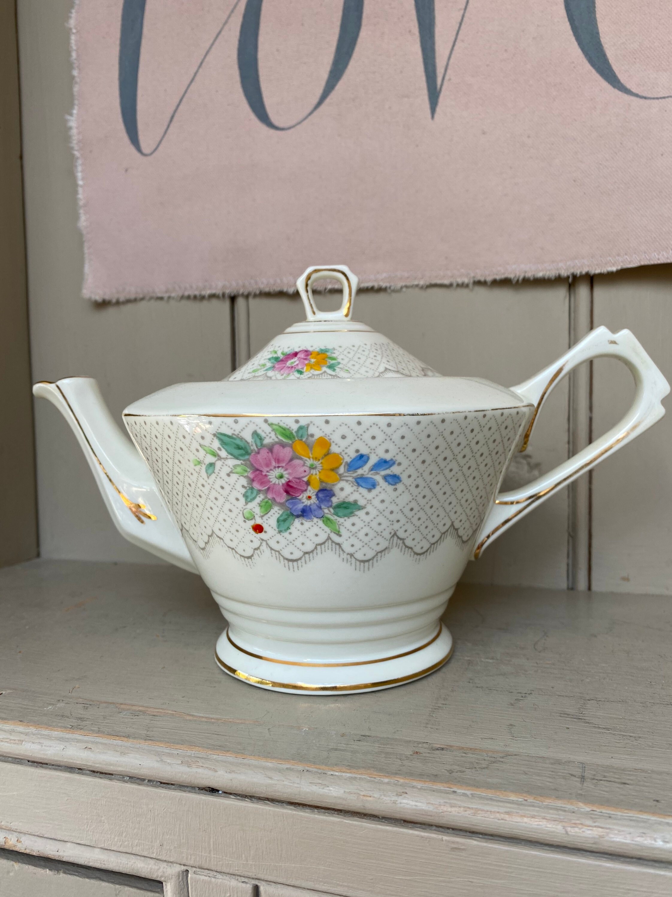 Rare and Charming Floral Vintage Plant Tuscan China Teapot Etsy