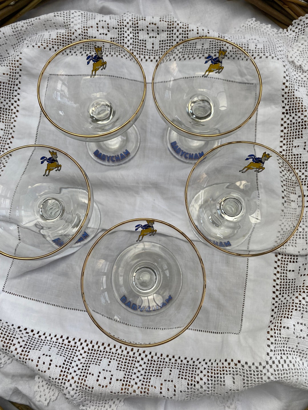 Five Fabulous 1970s Vintage Babycham Coupe Glass Etsy