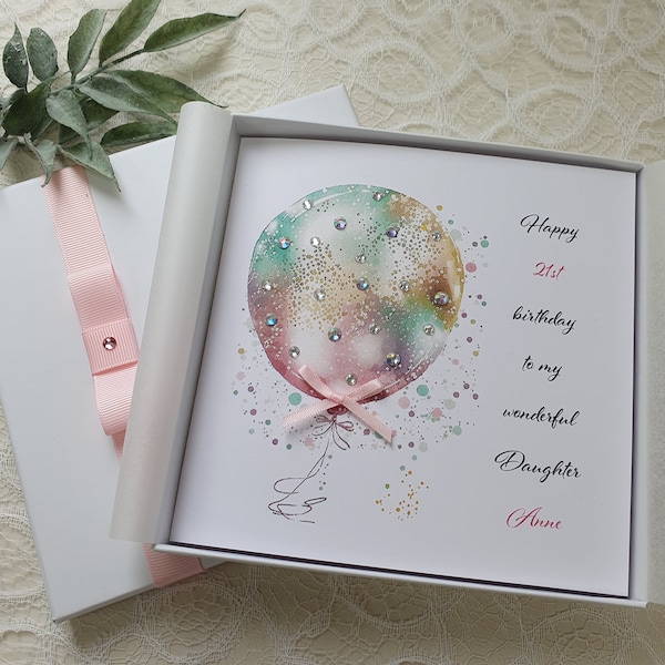 Birthday Card Handmade Personalised 1st 16th 18th 20th 30th 40th 50th 60th 70th 80th Mother Grandmother Aunt Sister Daughter Box or Envelope