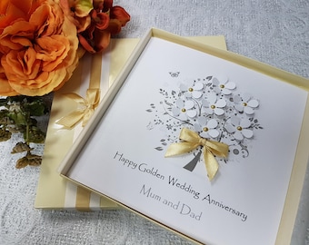 golden wedding cards etsy