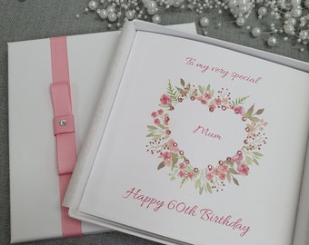 Personalized Handmade Birthday Card with Diamante Stone Embellishments