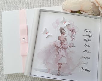 Luxury Personalised Birthday Card Handmade 16th 17th 18th 19th 20th 21st 25th 30th 35th 40th 50th Daughter Granddaughter Niece Friend Sister