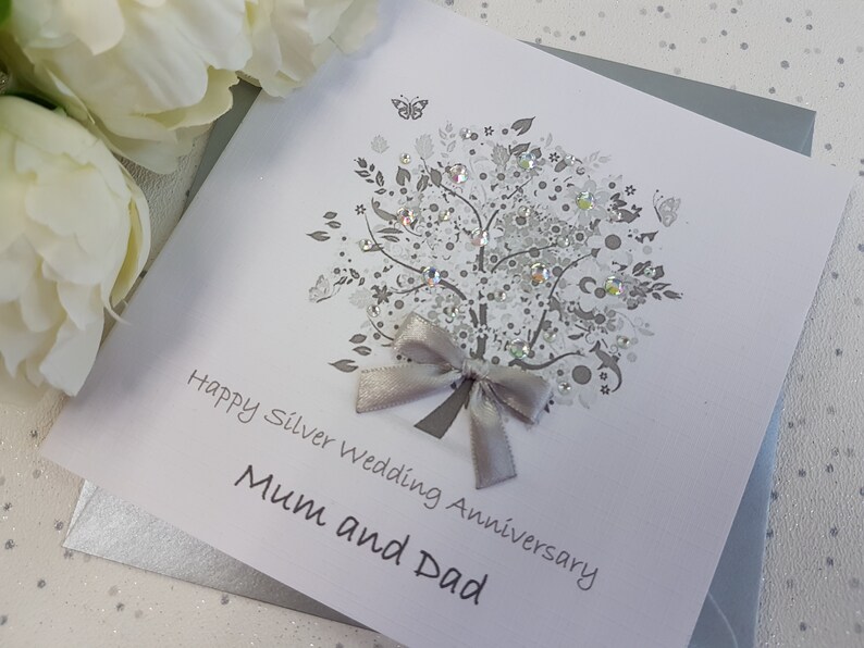 Cards Invitations Luxury Silver 25th Wedding Anniversary Card Handmade Personalised Parents Son Home Furniture Diy Brucebibee Com