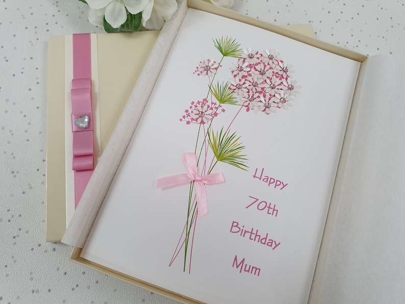 Luxury Personalised Birthday Card Mum Mother Grandmother Wife 60th 80th 50th box