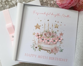 Personalized Handmade Birthday Card: Paper Flowers & Stone Embellishments