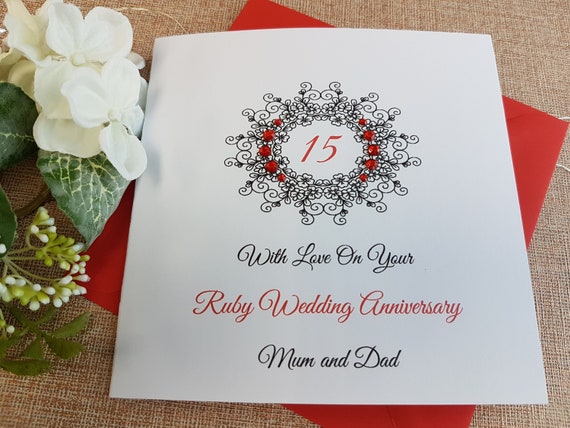 Home Furniture Diy Cards Stationery Ruby 15th 40th Wedding Anniversary Card Handmade Personalised Parents Husband Bortexgroup Com